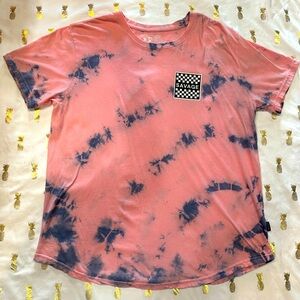 DIKOTOMY Mens Pink/Navy Tie Dye Savage Skater Graphic Tee, Sz XL